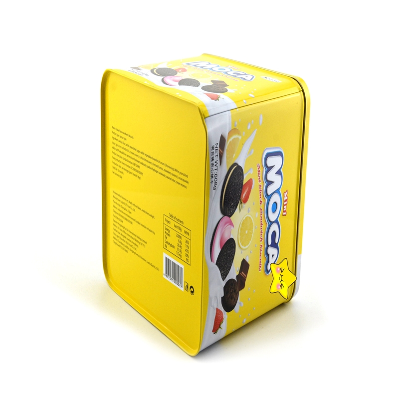 Scatola di latta quadrata personalizzata, scatola di latta per imballaggio di biscotti
