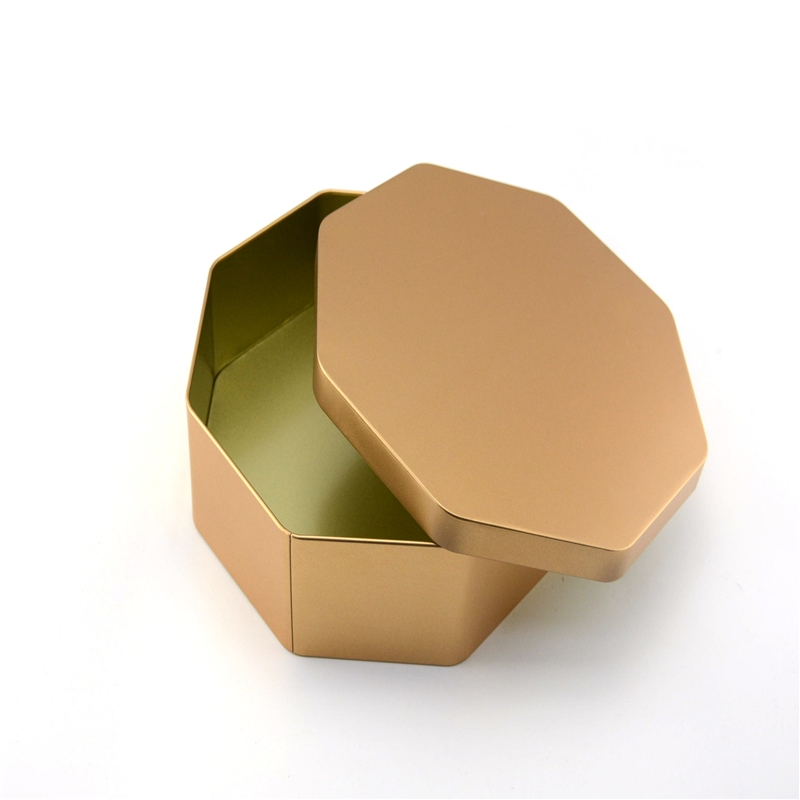 2018 nuovo design a forma di scatola di latta d'oro a forma ottagonale per mooncake, confezione di biscotti